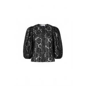 NEW MILLY women's nannie textured lace top in black